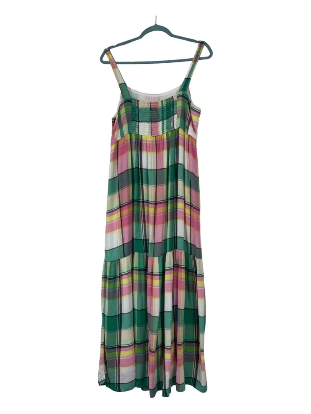 LOFT Plaid Gauze Tiered Maxi Dress Pockets Petites LP - Picture 5 of 11